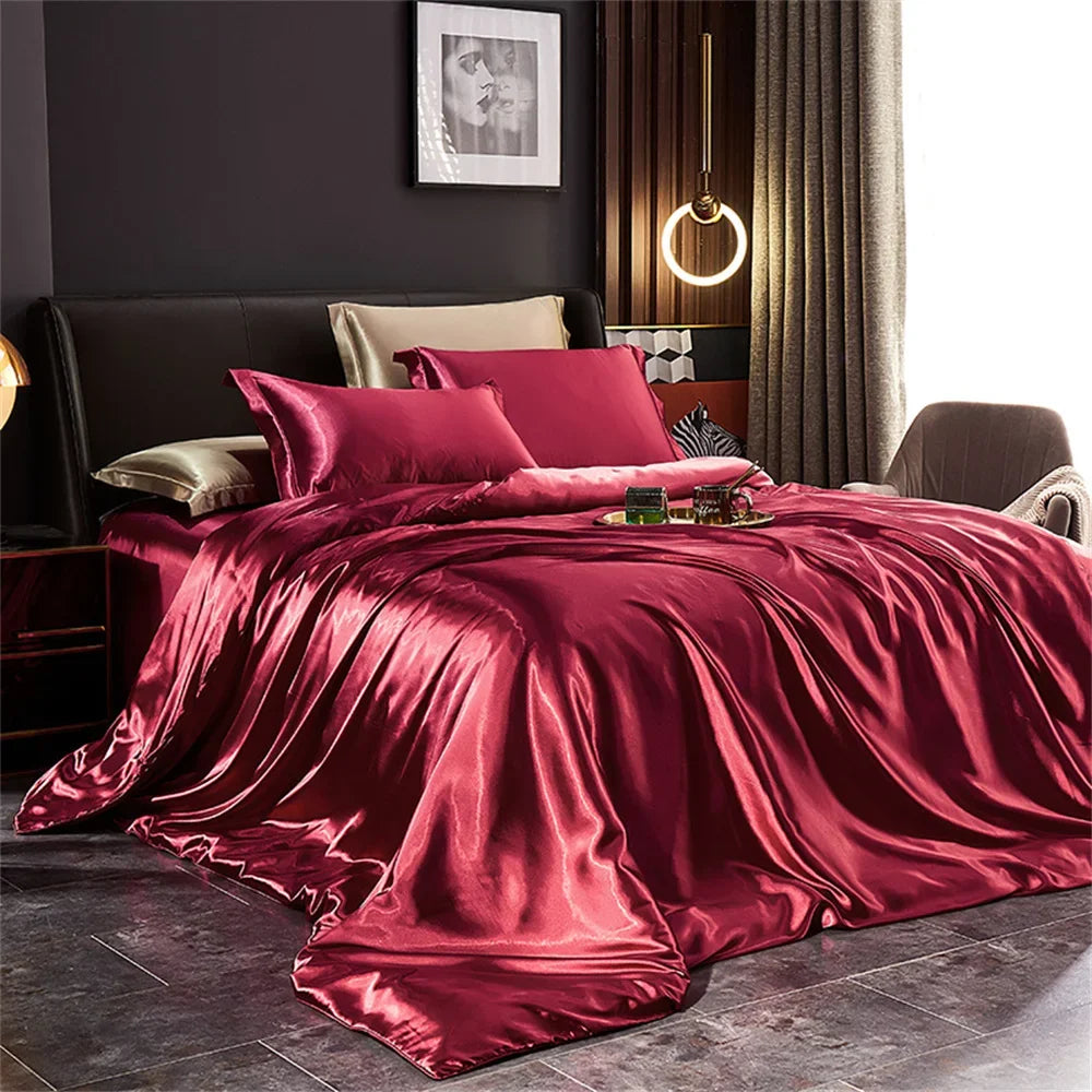 Luxury Silky Bedding Set (3–4 pcs) – Satin-Finish Duvet & Pillowcases for the Softest Sleep
