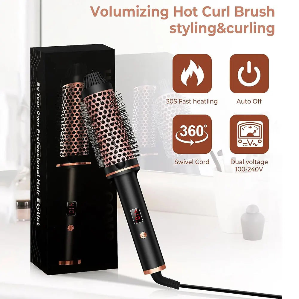 Curling Brush – 1.5” Tourmaline Ceramic Barrel for Soft Waves & Shine