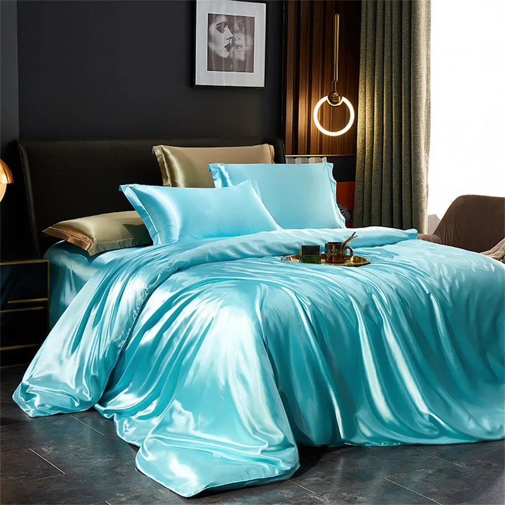 Luxury Silky Bedding Set (3–4 pcs) – Satin-Finish Duvet & Pillowcases for the Softest Sleep
