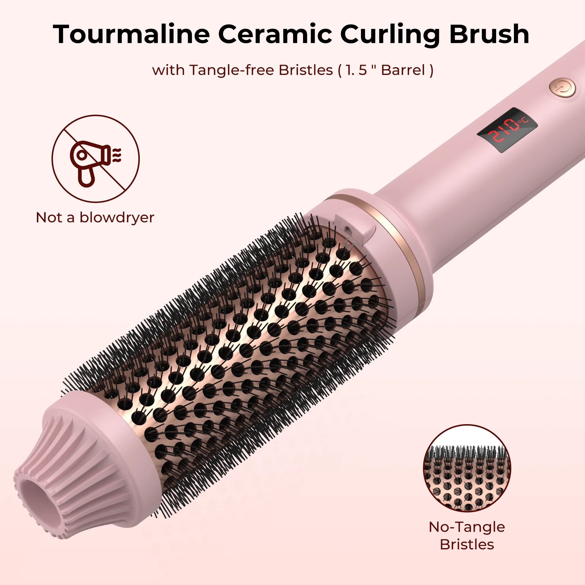 Curling Brush – 1.5” Tourmaline Ceramic Barrel for Soft Waves & Shine