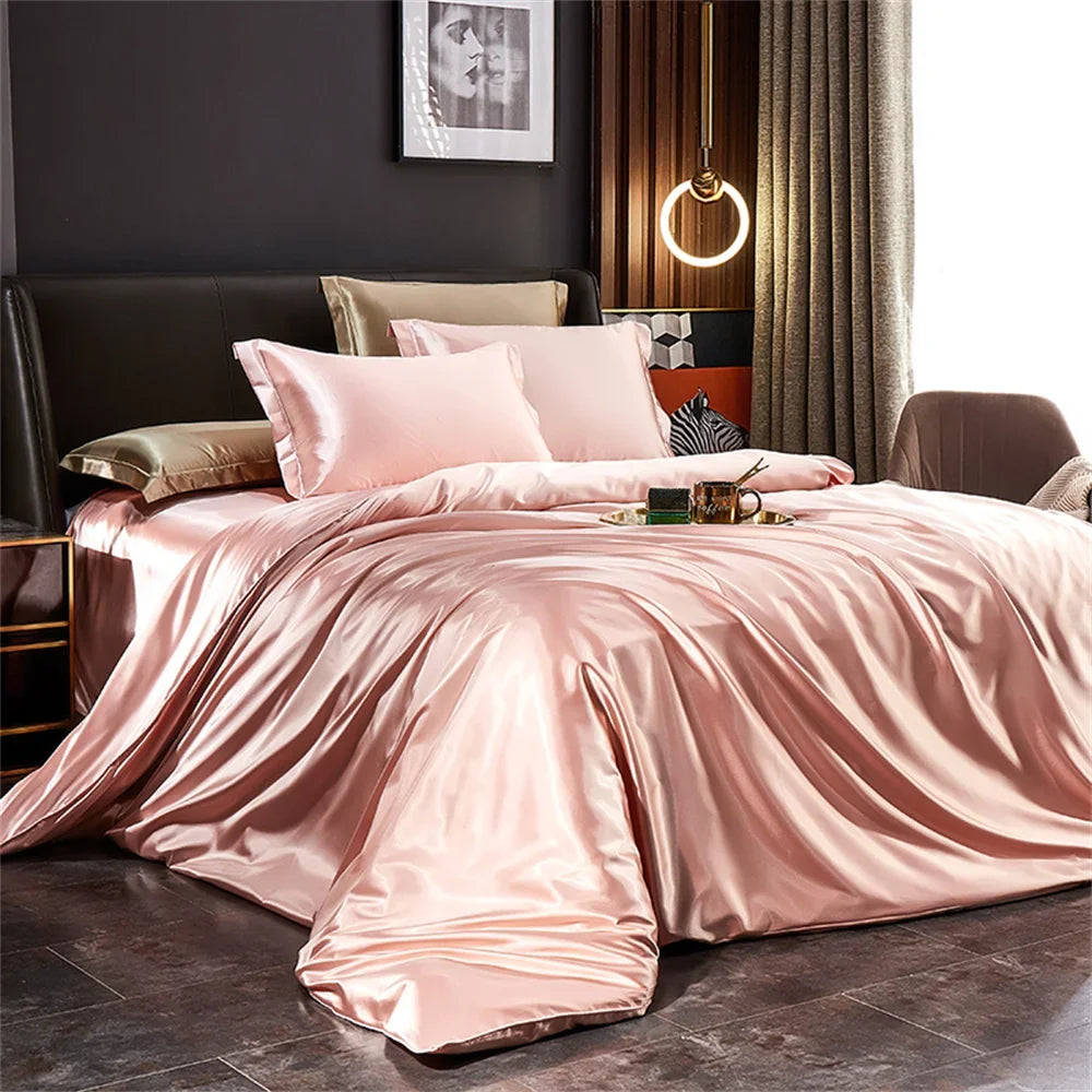 Luxury Silky Bedding Set (3–4 pcs) – Satin-Finish Duvet & Pillowcases for the Softest Sleep