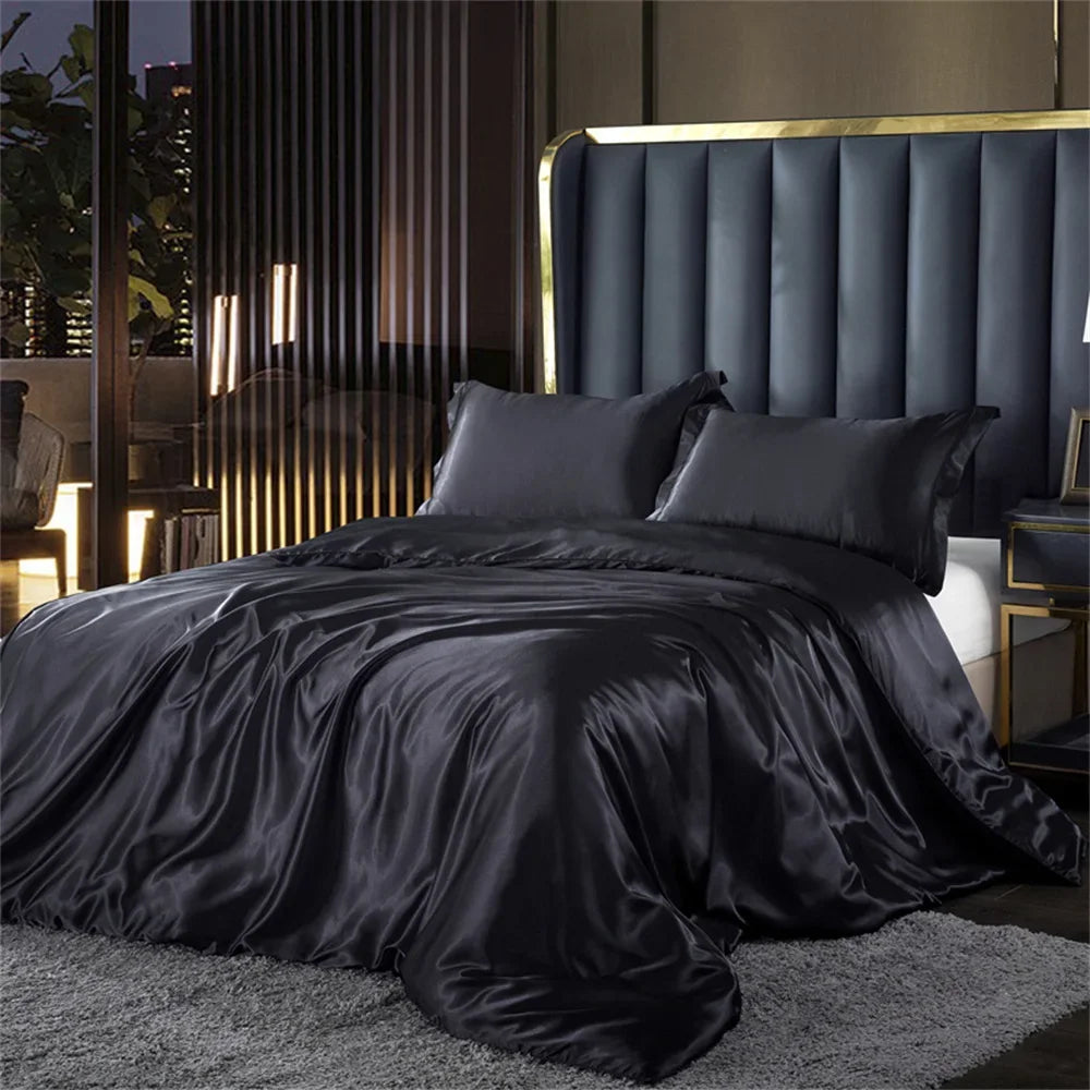 Luxury Silky Bedding Set (3–4 pcs) – Satin-Finish Duvet & Pillowcases for the Softest Sleep